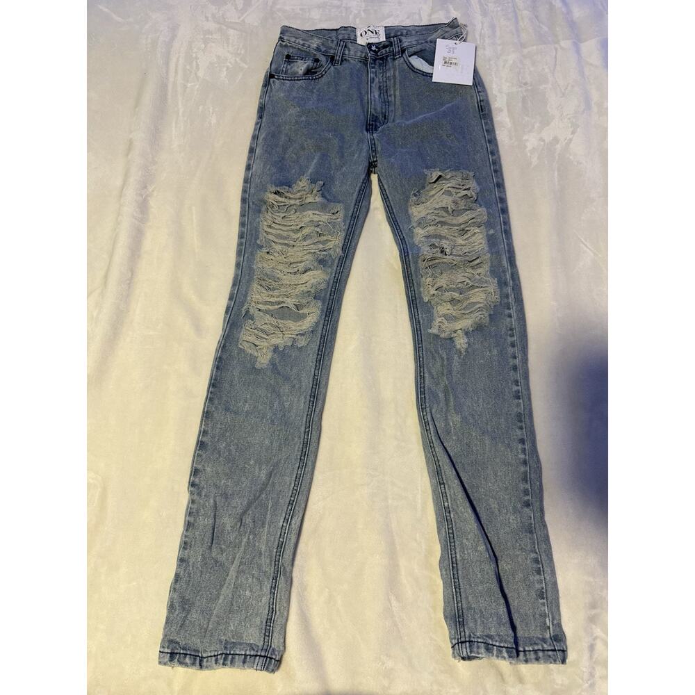 NWT Women’s One Teaspoon Straight Leg Size 23 Super Baggies Ripped Blue Jean